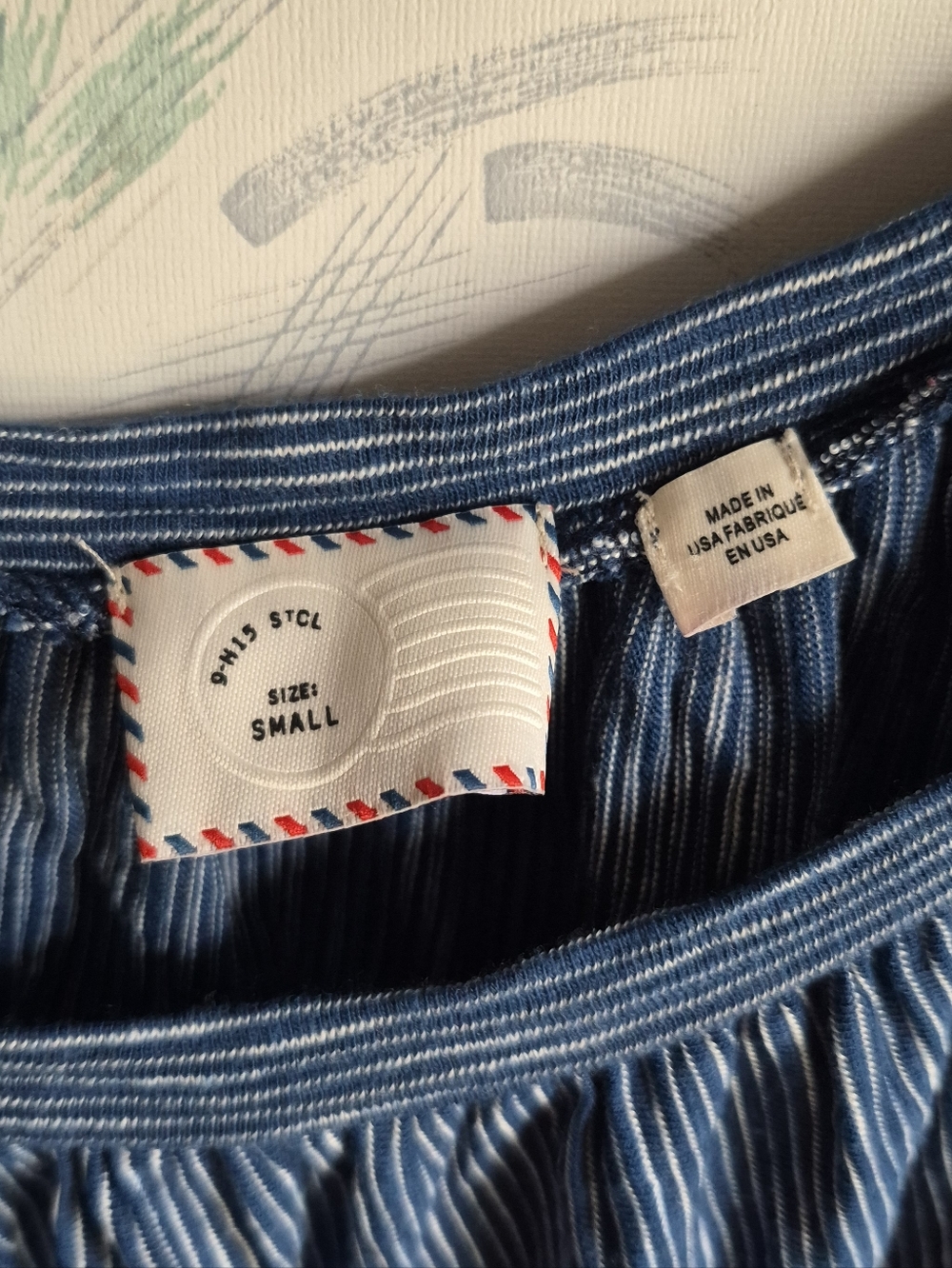 Anthropologie Postage Stamp Blue Striped Print Top Small - Picture 5 of 9
